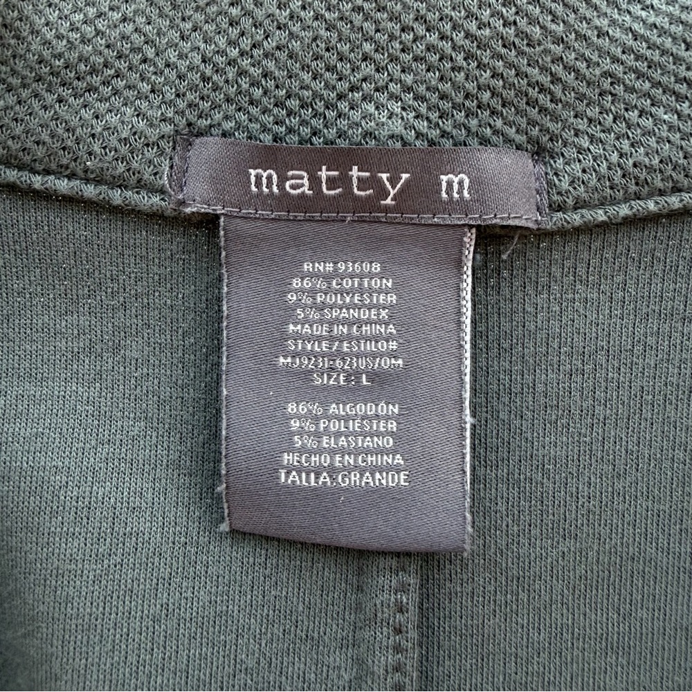 Matty M Dark Sage The Knit Boyfriend Stretch Blazer ~ Women's Large - Picture 5 of 6